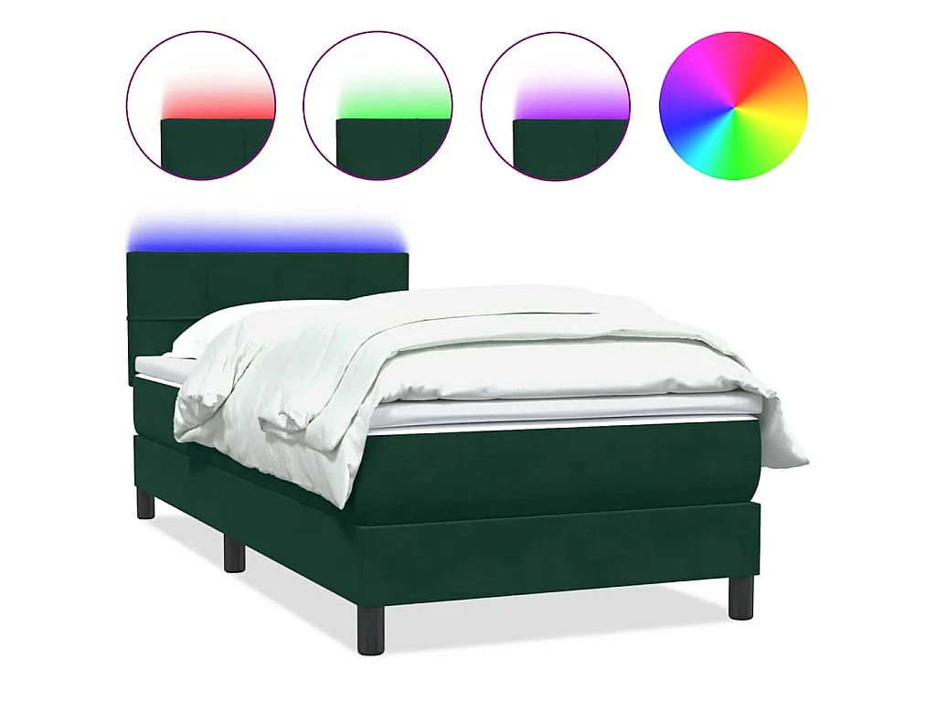 Boxspring met matras en LED fluweel donkergroen 80x220 cm