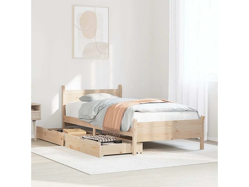 Cadre de lit sans matelas 75x190 cm bois de pin massif