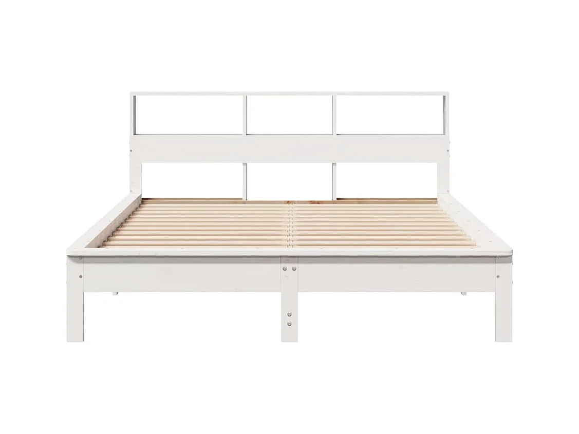Cadre de lit sans matelas blanc 135x190 cm bois de pin massif