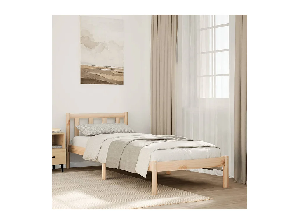 Cadre de lit extra long sans matelas 80x220 cm bois massif pin