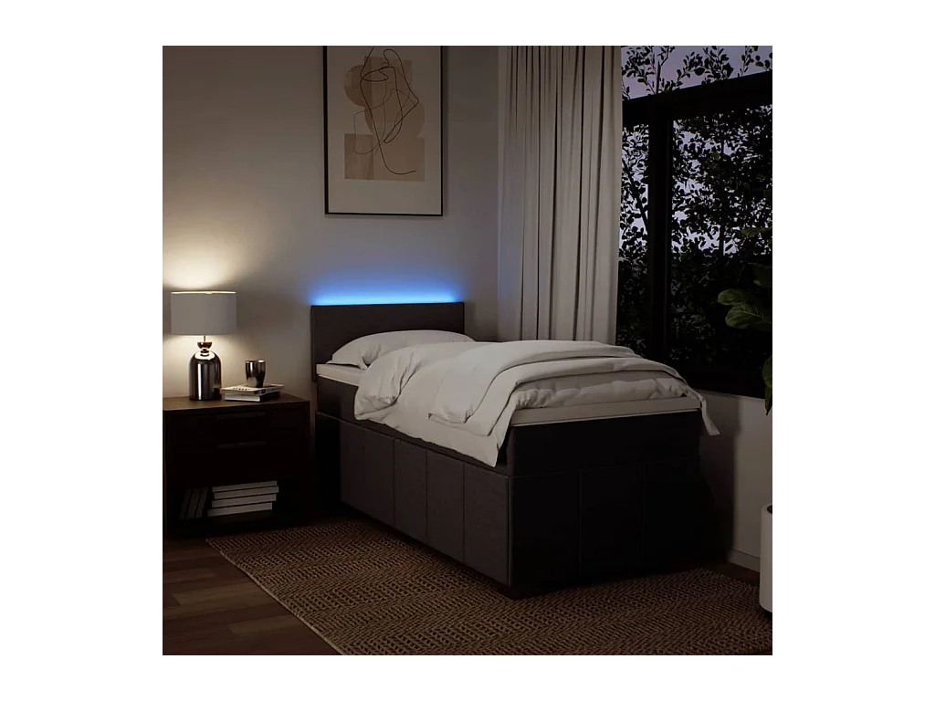 Boxspring met matras stof donkerbruin 80x200 cm