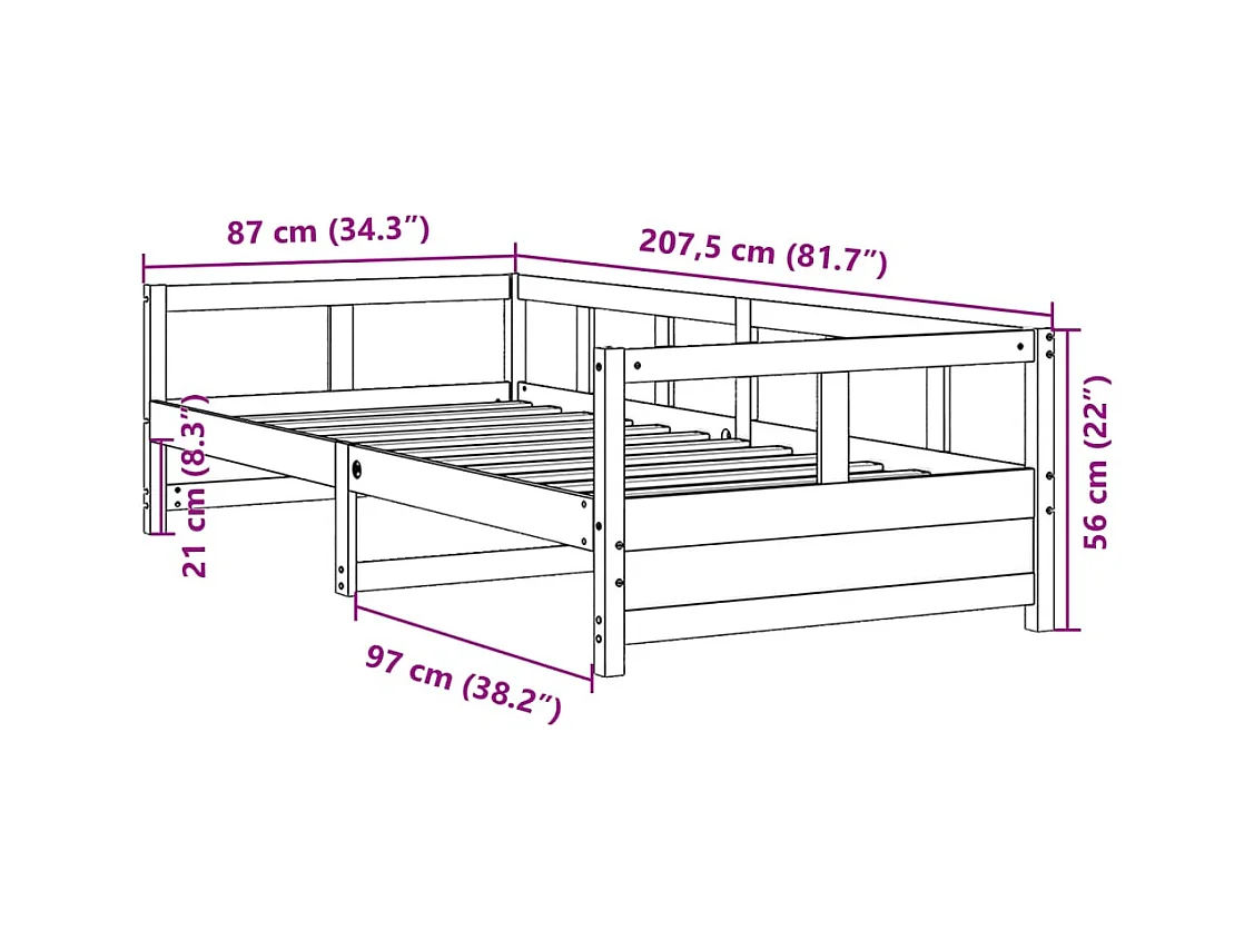 Lit de jour sans matelas blanc 80x200 cm bois de pin massif