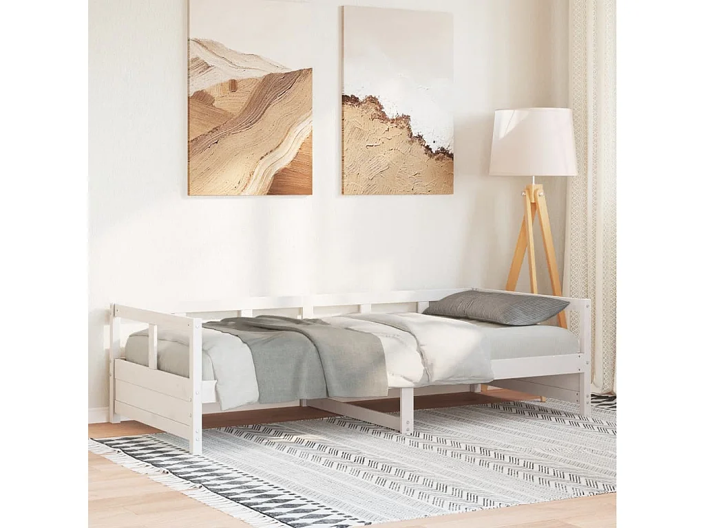 Dormeuse senza Materasso Bianca 80x200 cm Legno Massello Pino