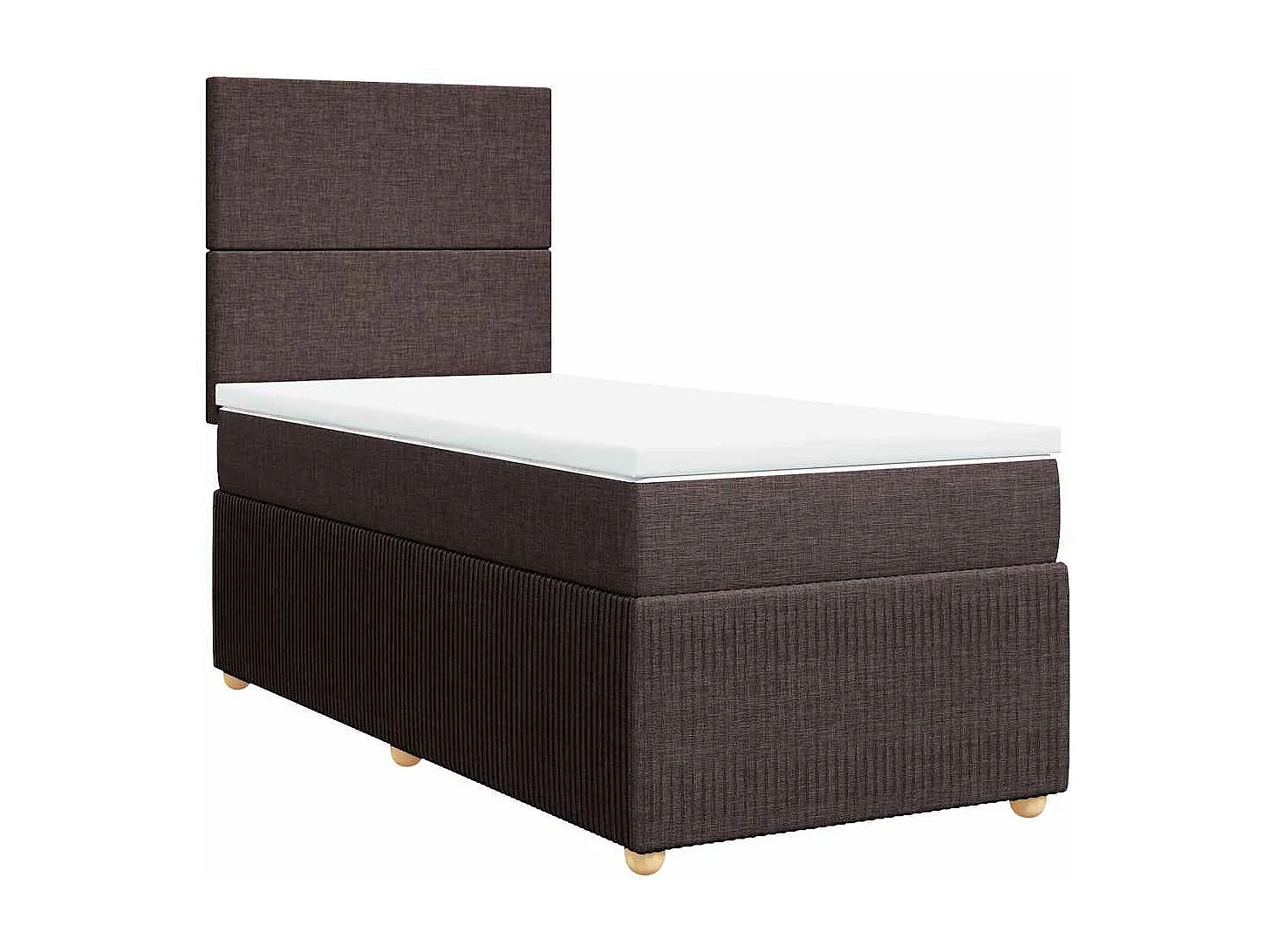 Cama box spring con colchón tela marrón oscuro 80x200 cm