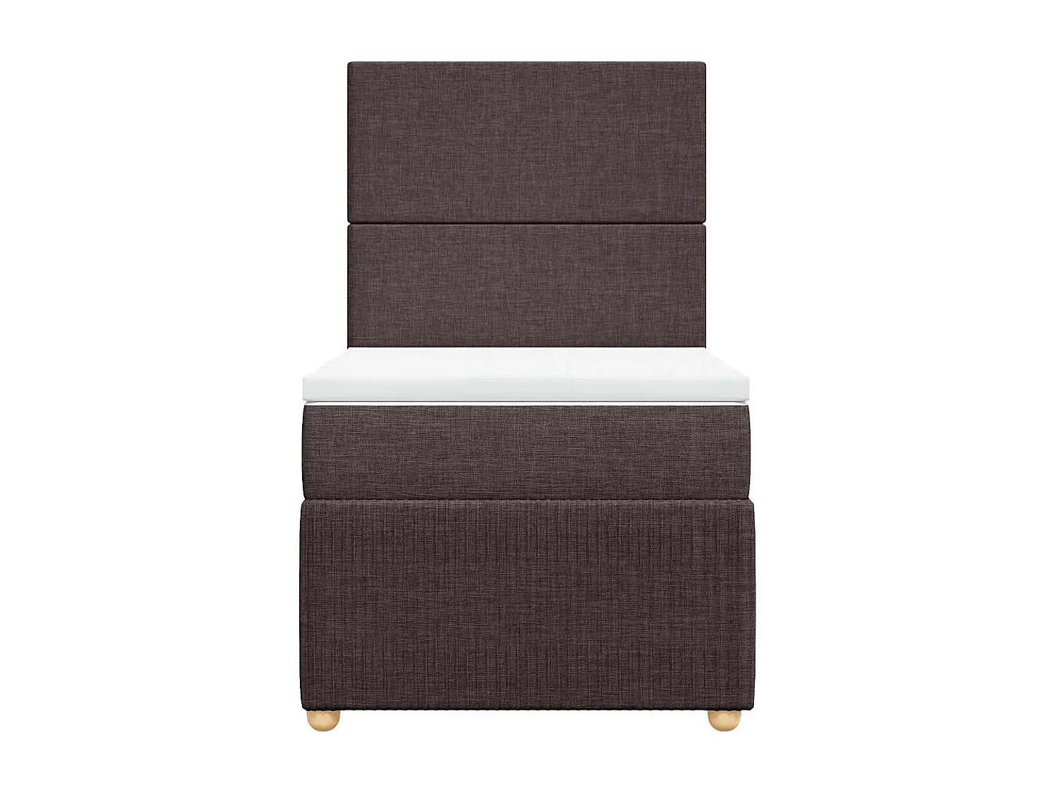 Cama box spring con colchón tela marrón oscuro 80x200 cm