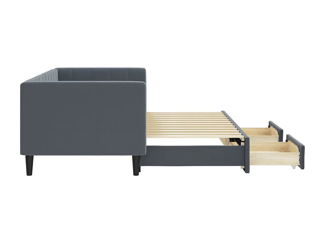 Divano Letto Estraibile Cassetti Grigio Scuro 80x200cm Velluto