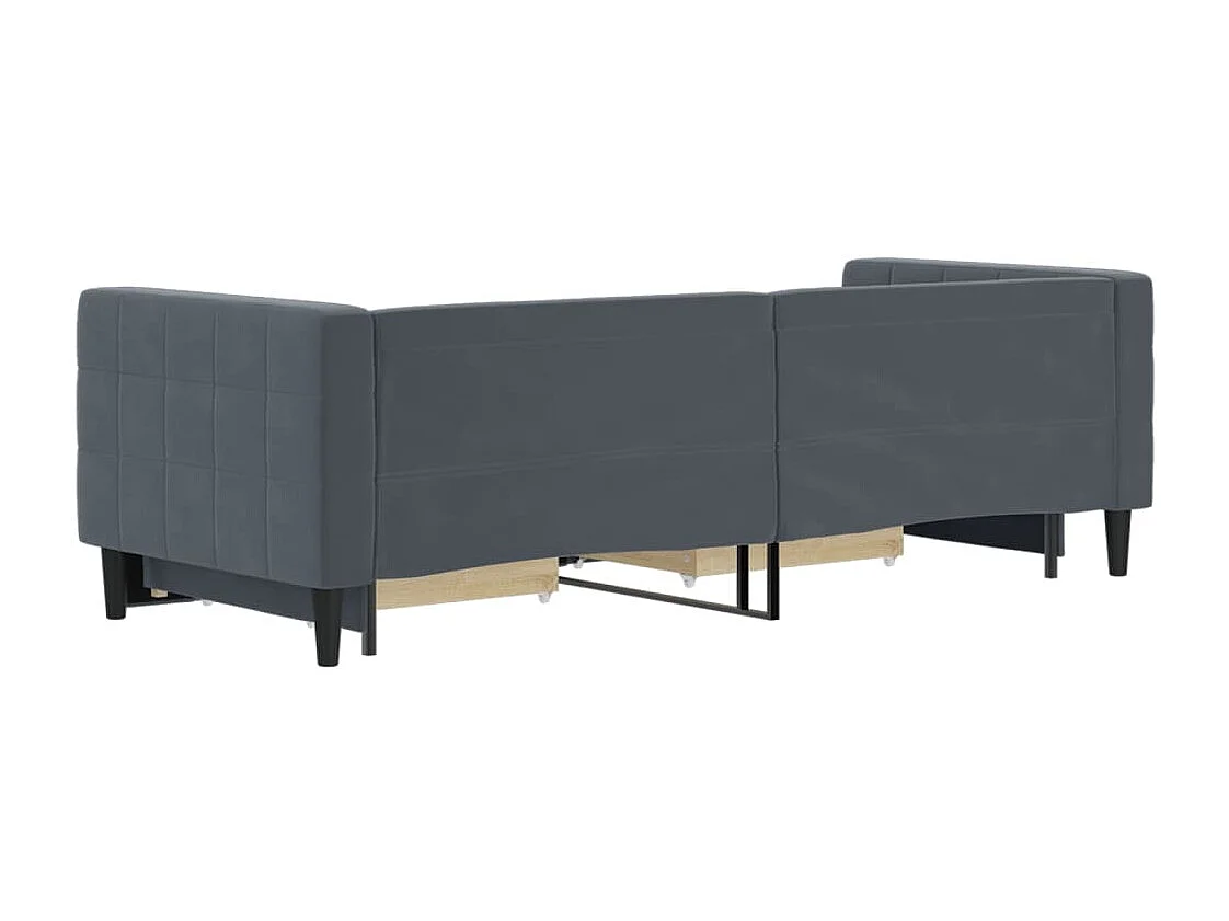 Divano Letto Estraibile Cassetti Grigio Scuro 80x200cm Velluto