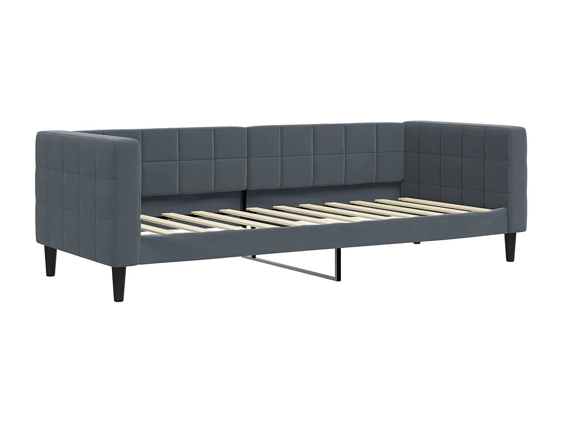 Divano Letto Estraibile Cassetti Grigio Scuro 80x200cm Velluto