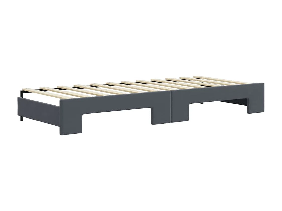 Divano Letto Estraibile Cassetti Grigio Scuro 80x200cm Velluto