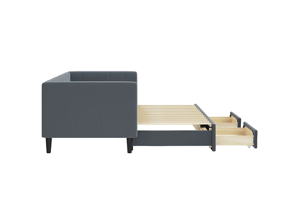 Tagesbett Ausziehbar mit Schubladen Dunkelgrau 80x200 cm Samt