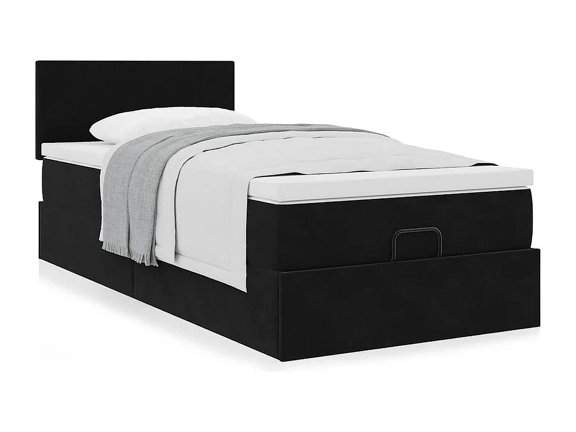 Ottoman bed met matras 80x200cm fluweel zwart