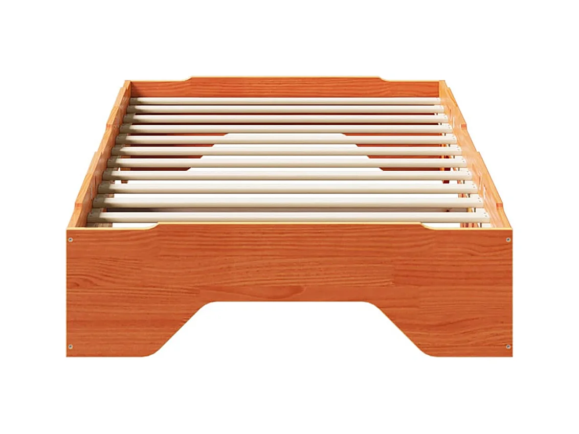 Cadre de lit sans matelas empilable cire marron 75x190 cm