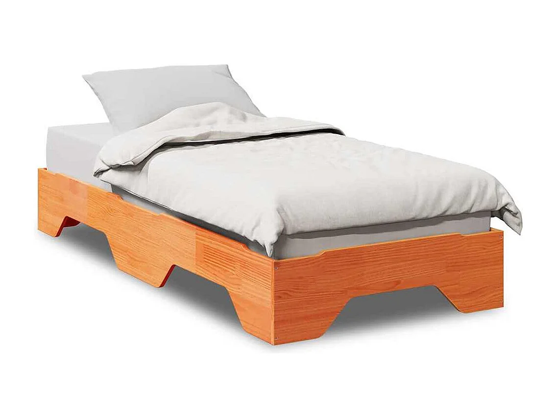 Estructura de cama apilable sin colchón marrón cera 75x190 cm