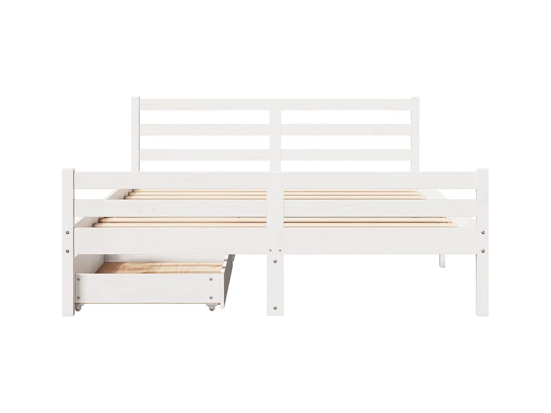 Cadre de lit sans matelas blanc 135x190 cm bois de pin massif