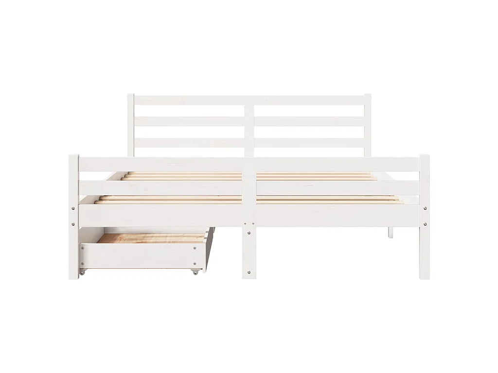 Cama sem colchão 135x190 cm madeira de pinho maciça branco