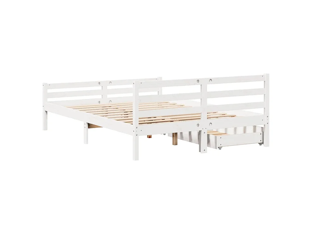 Cama sem colchão 135x190 cm madeira de pinho maciça branco