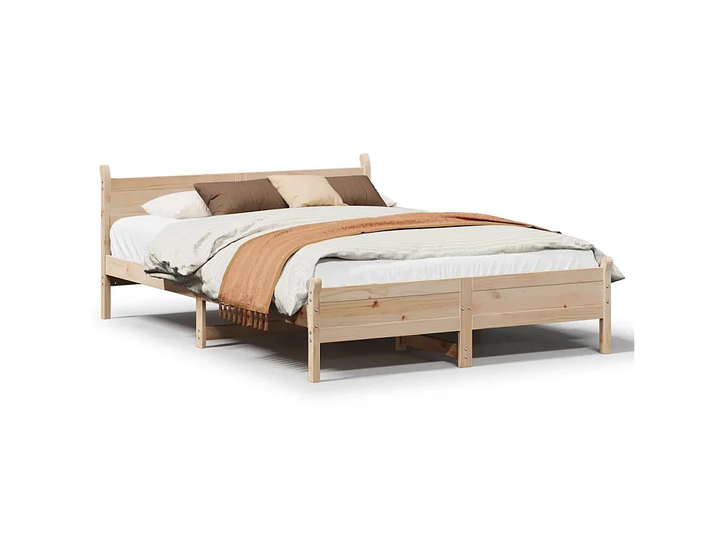 Letto senza Materasso 135x190 cm in Legno Massello di Pino