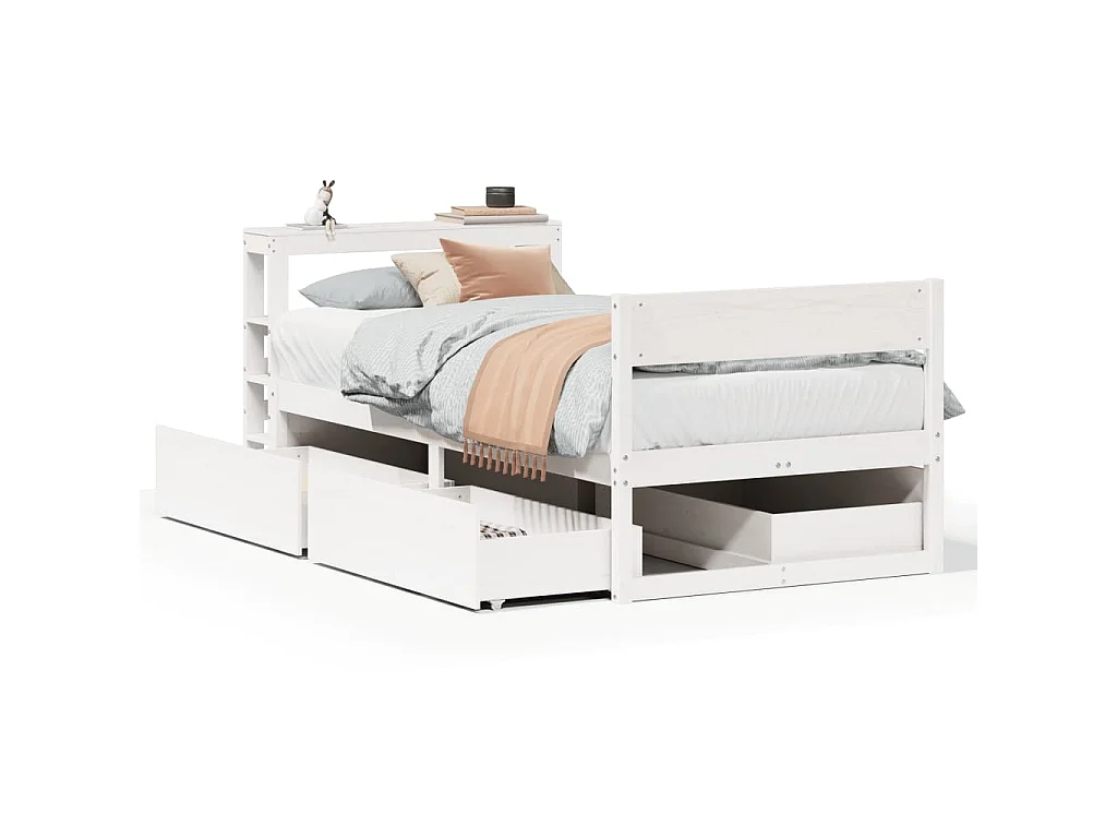 Cama sem colchão 75x190 cm madeira de pinho maciça branco