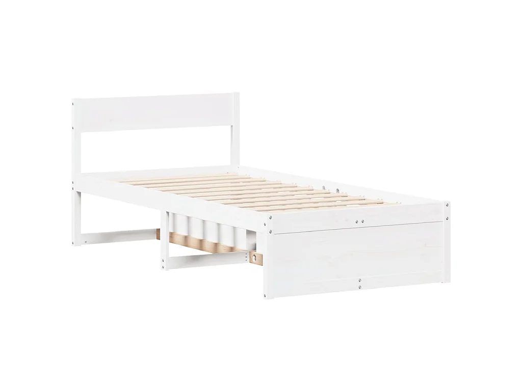 Cama sem colchão 75x190 cm madeira de pinho maciça branco