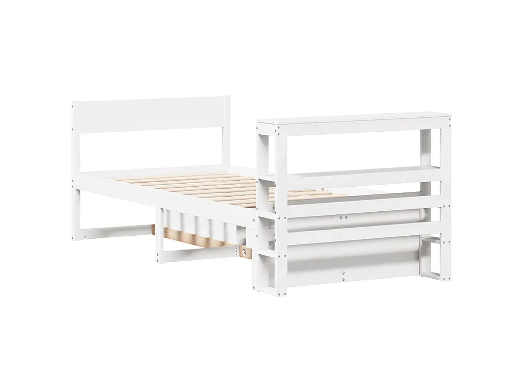 Cama sem colchão 75x190 cm madeira de pinho maciça branco