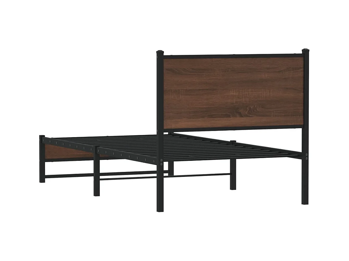Estructura de cama sin colchón metal marrón roble 75x190 cm