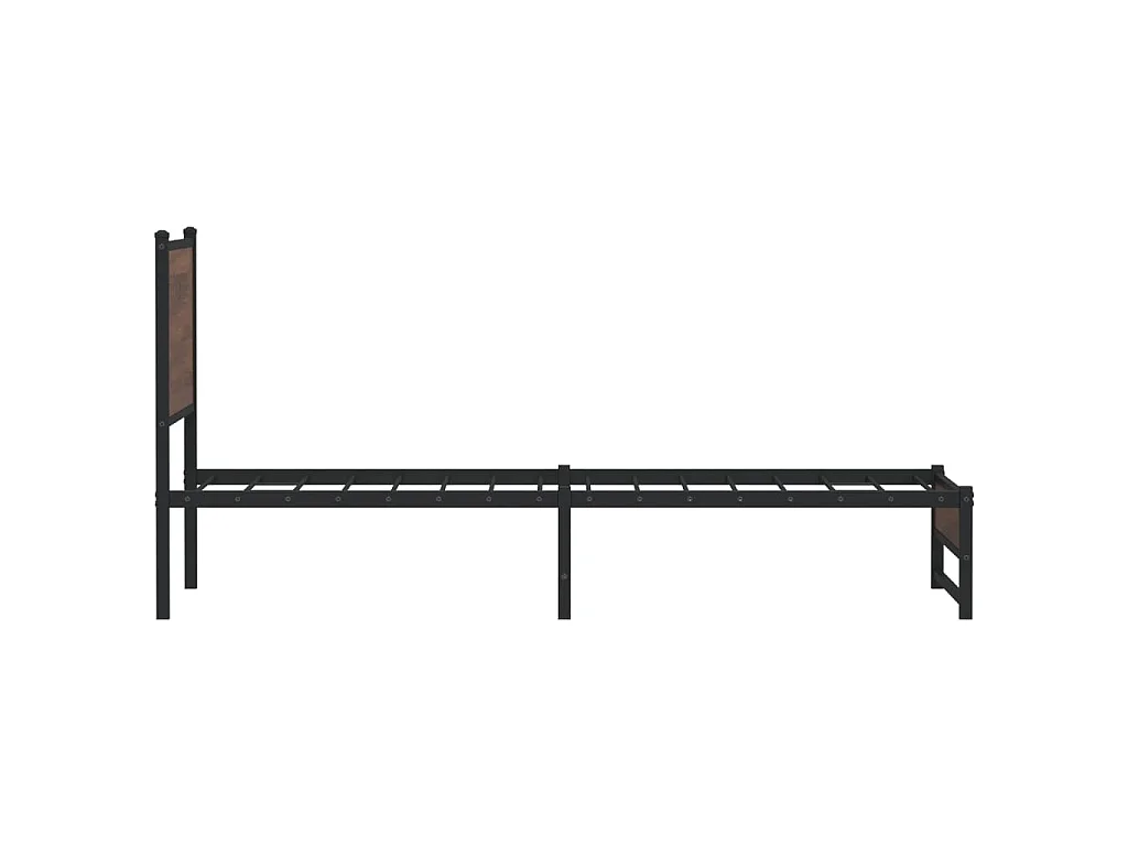 Cadre de lit en métal sans matelas chêne marron 75x190 cm