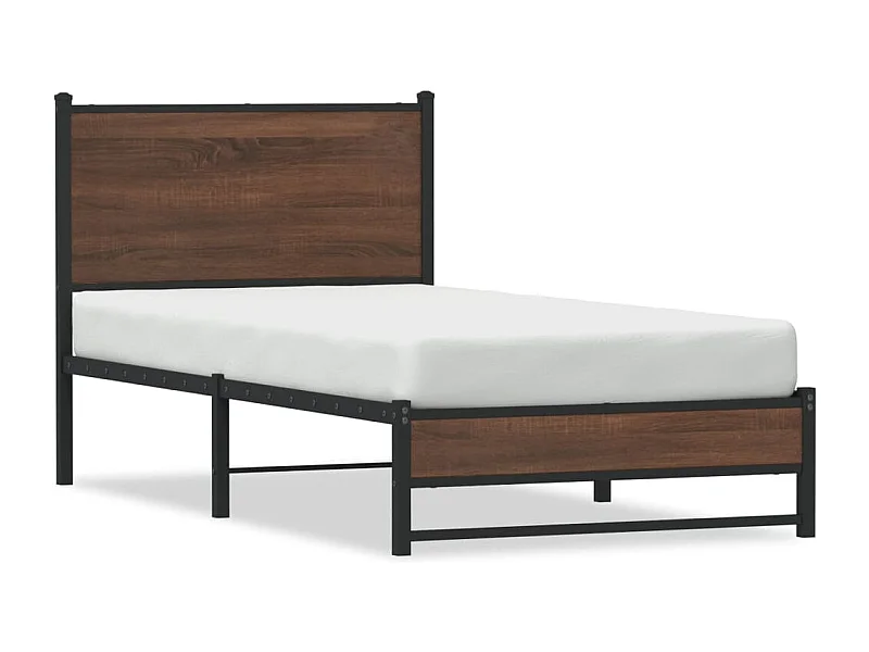 Cadre de lit en métal sans matelas chêne marron 75x190 cm