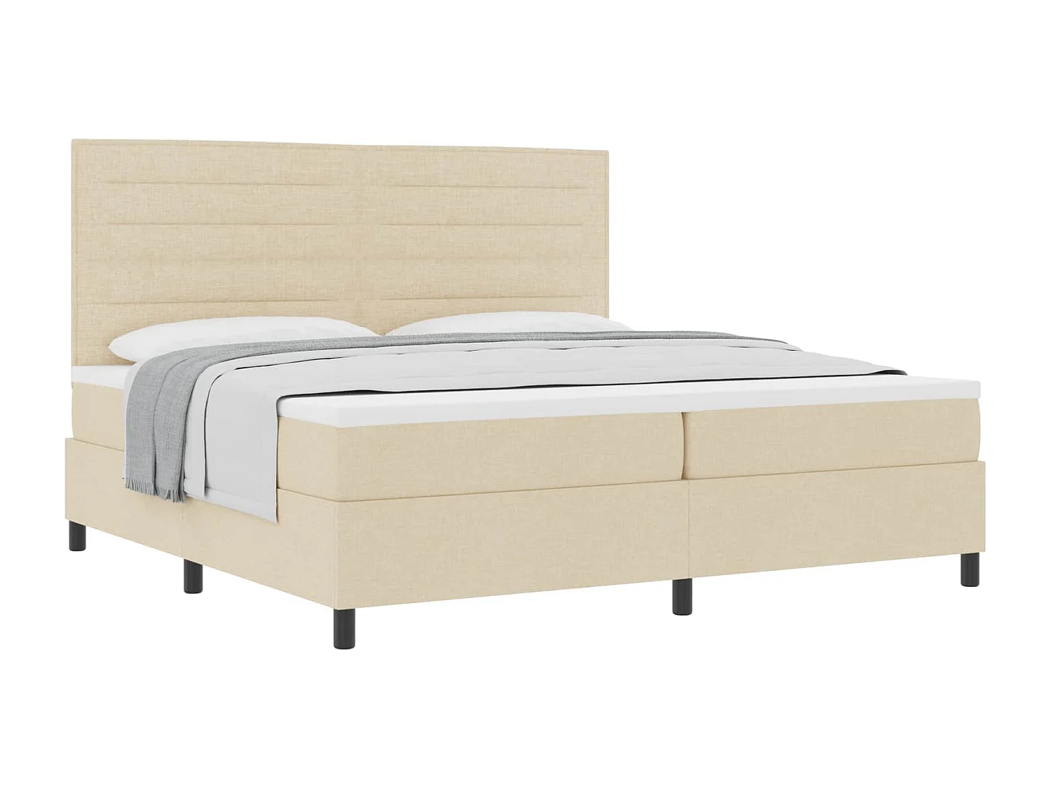 Letto a molle con materasso Crema 200 x 200 cm Tessuto