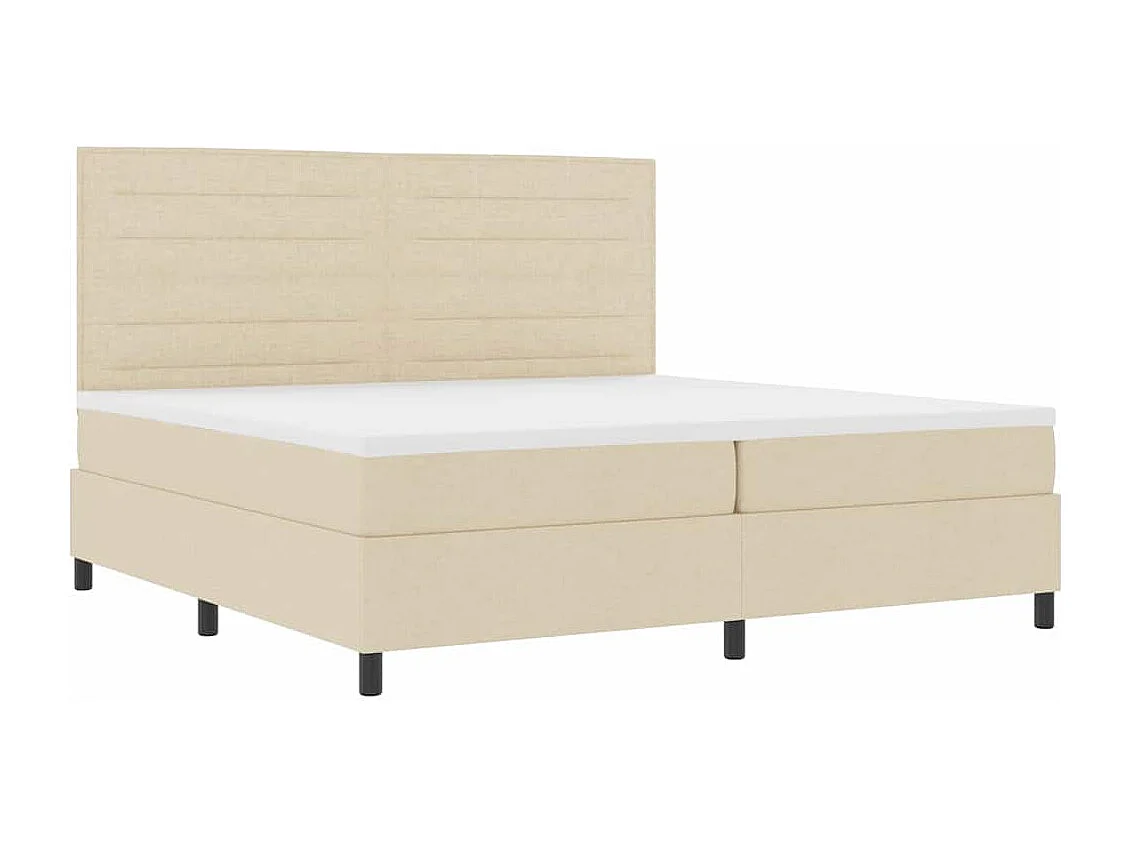 Letto a molle con materasso Crema 200 x 200 cm Tessuto