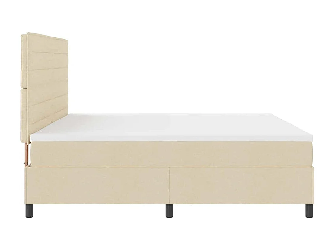 Letto a molle con materasso Crema 200 x 200 cm Tessuto