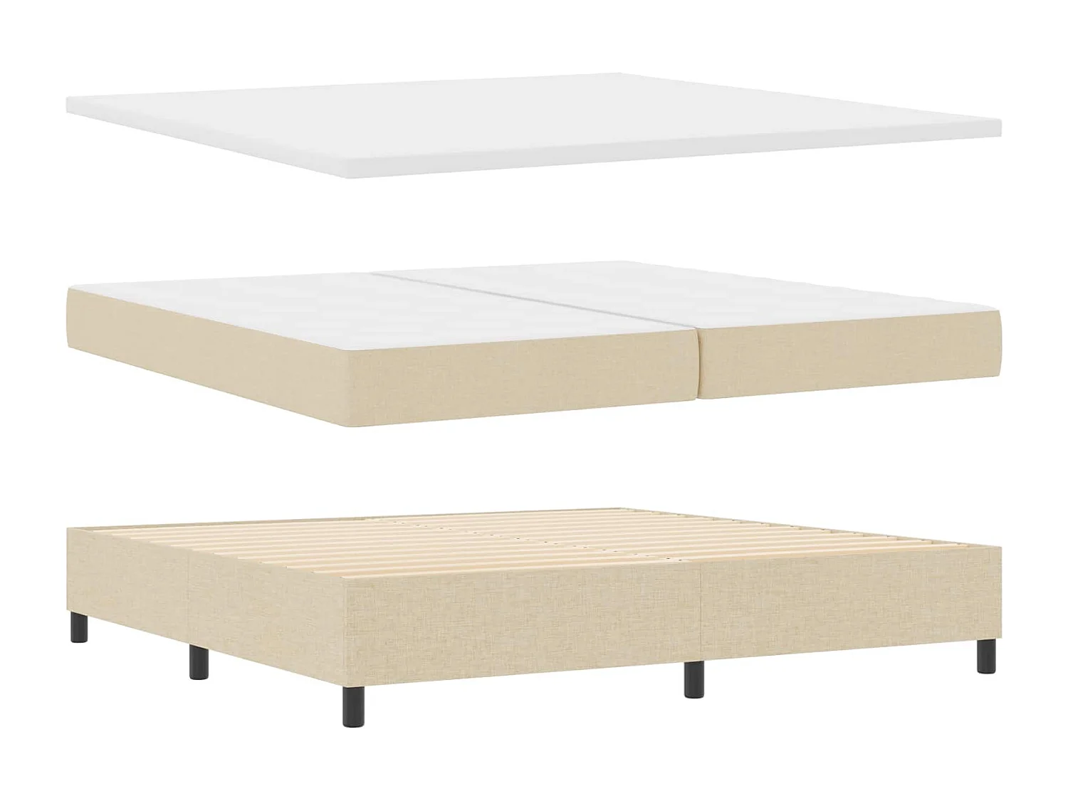 Boxspringbett mit Matratze Creme 200 x 200 cm Stoff