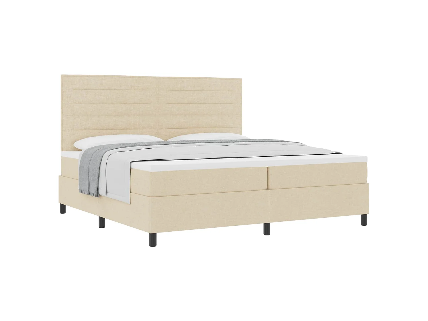 Boxspringbed met matras met hoofdeinde Crème 200 x 200 cm Stof