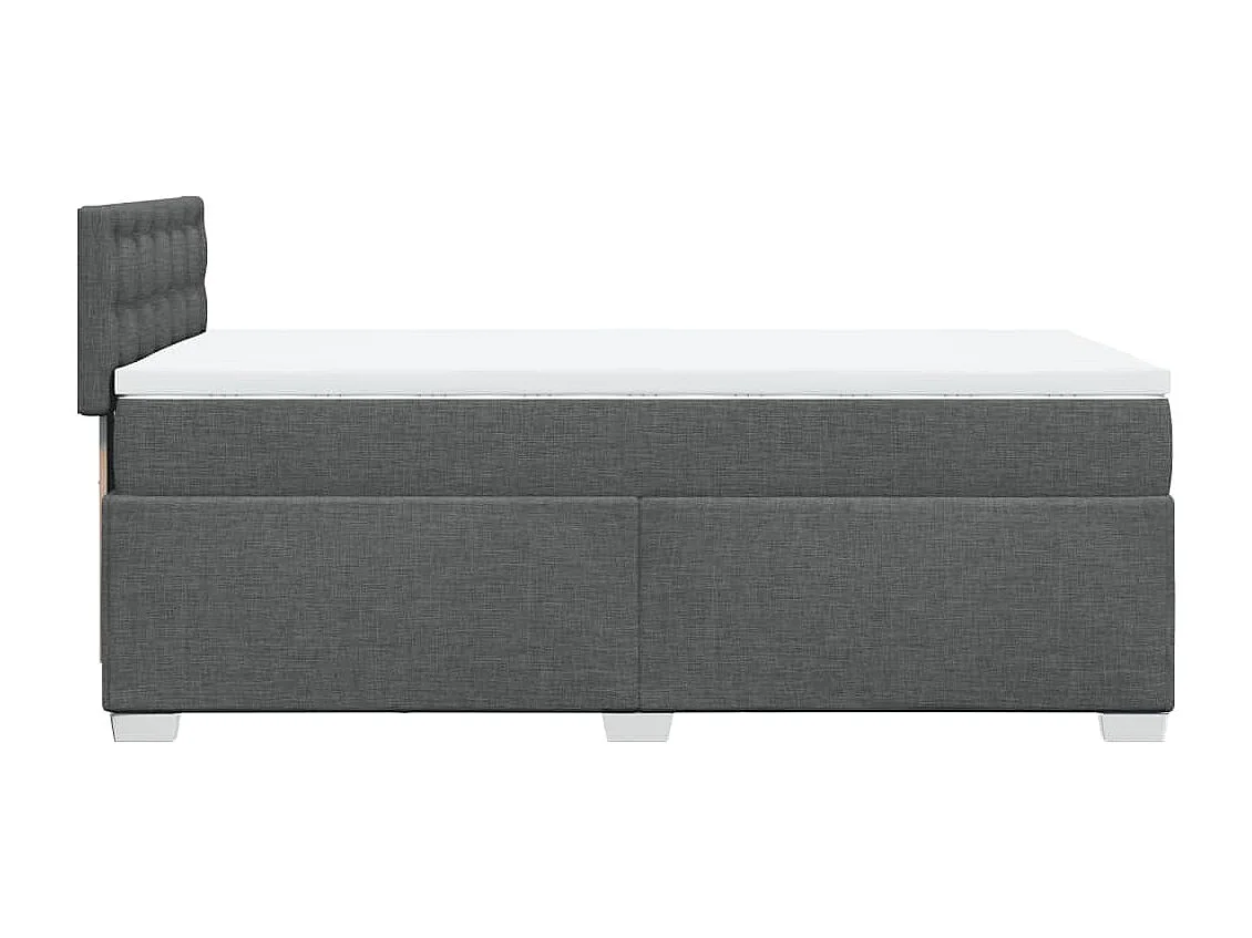 Cama box spring con colchón tela gris oscuro 80x200 cm