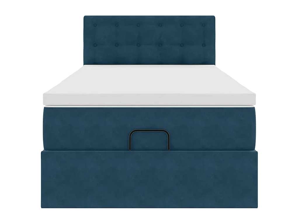 Estrutura cama otomana colchão 80x200 cm veludo azul escuro
