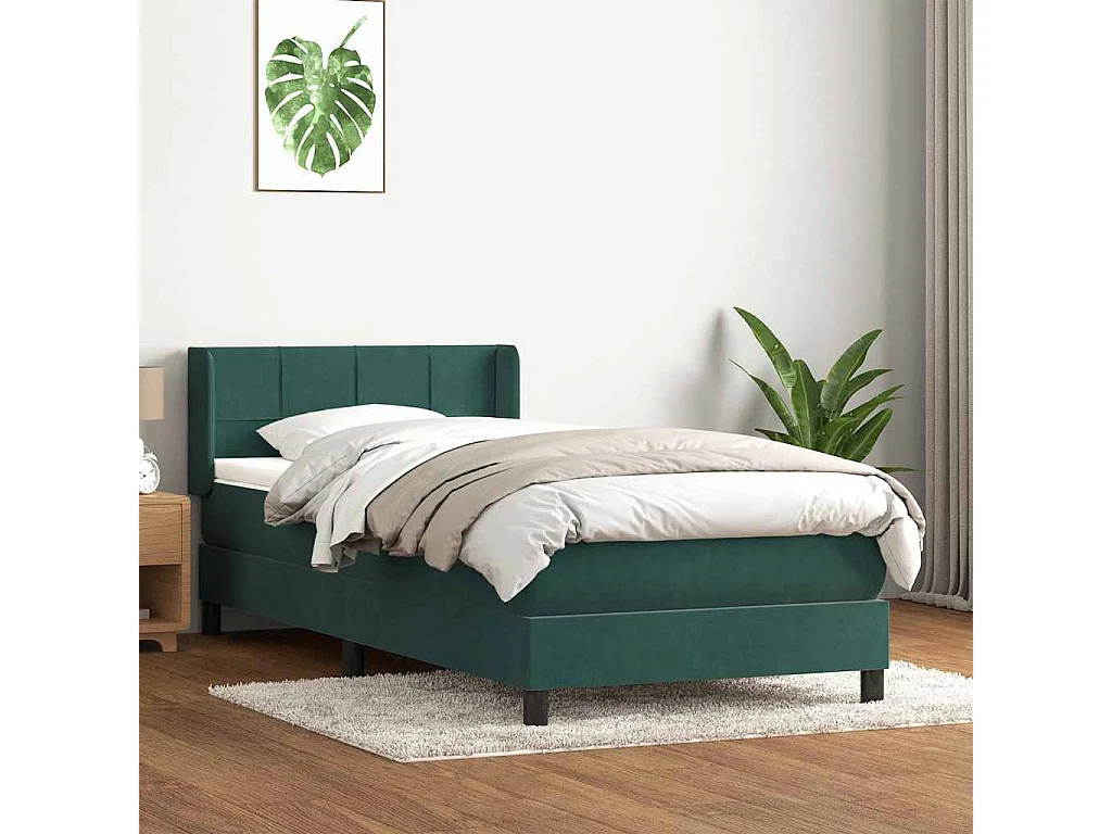 Boxspring met matras fluweel donkergroen 80x210 cm