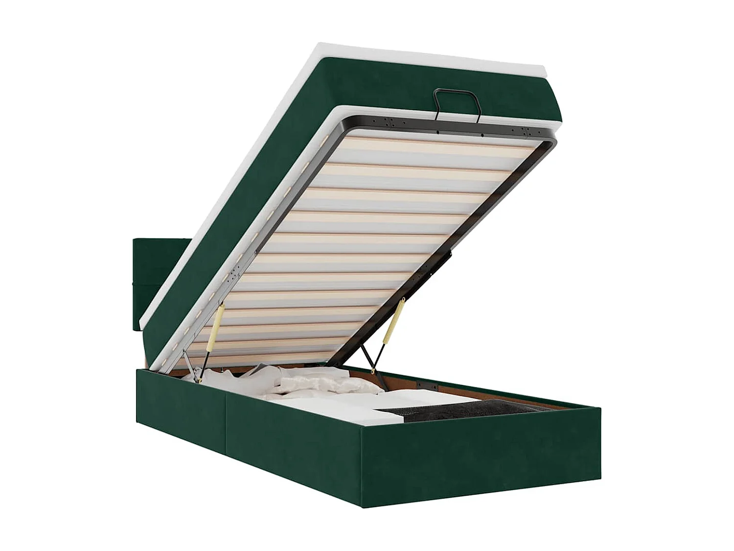 Ottoman-Bett mit Matratze Dunkelgrün 80x200 cm Samt