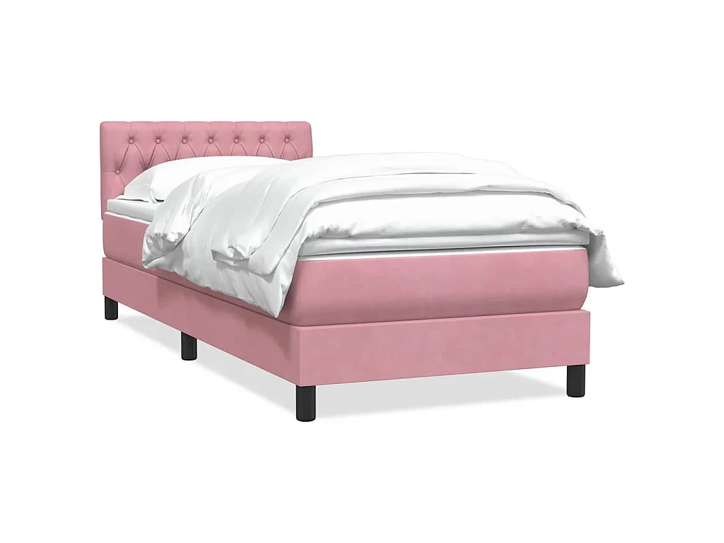 Boxspring met matras fluweel roze 80x220 cm
