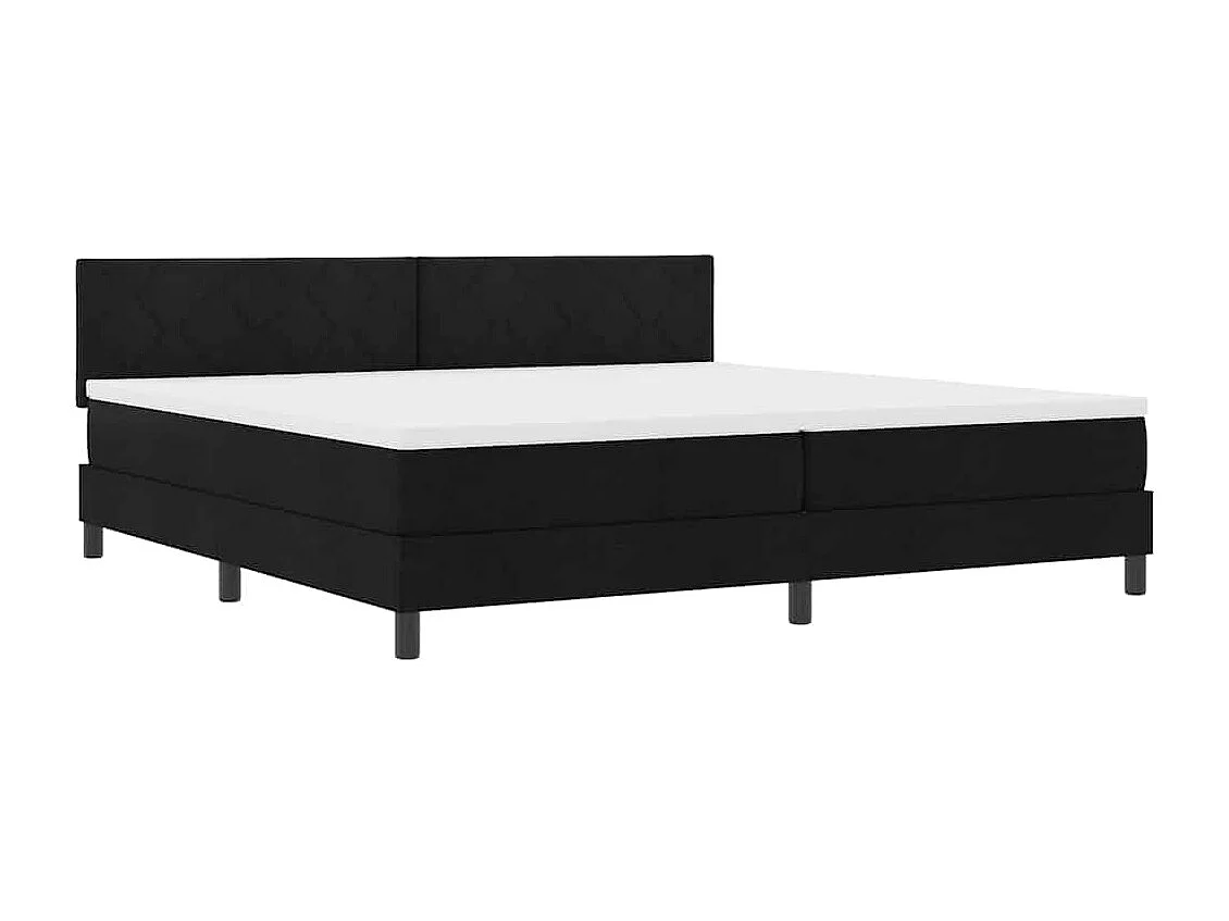 Lit à ressorts avec matelas avec LED Noir 200 x 200 cm tissu