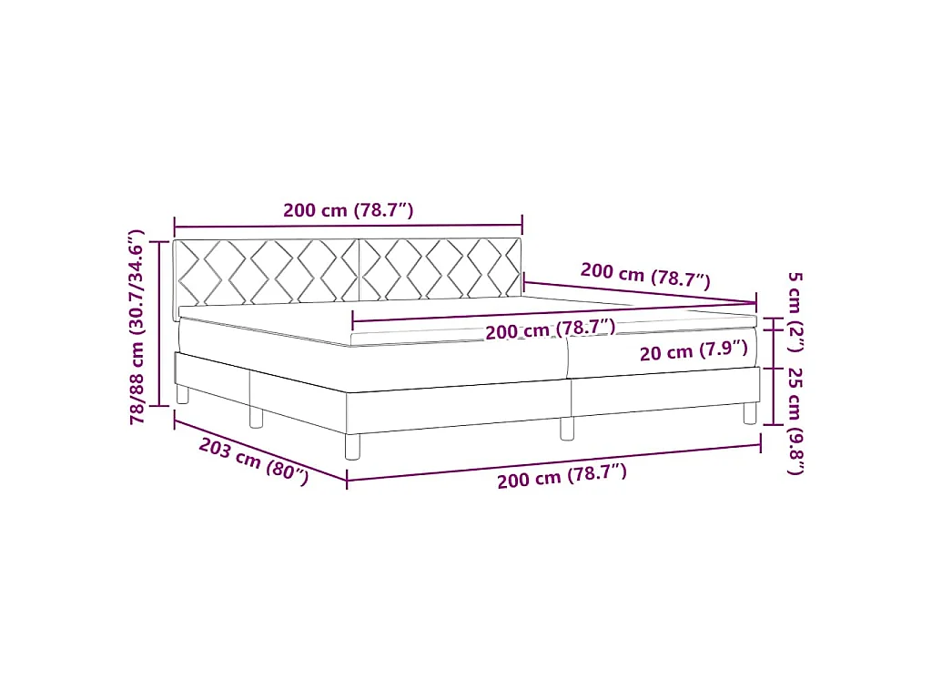 Boxspring bed met LED-stripverlichting Zwart 200 x 200 cm Stof