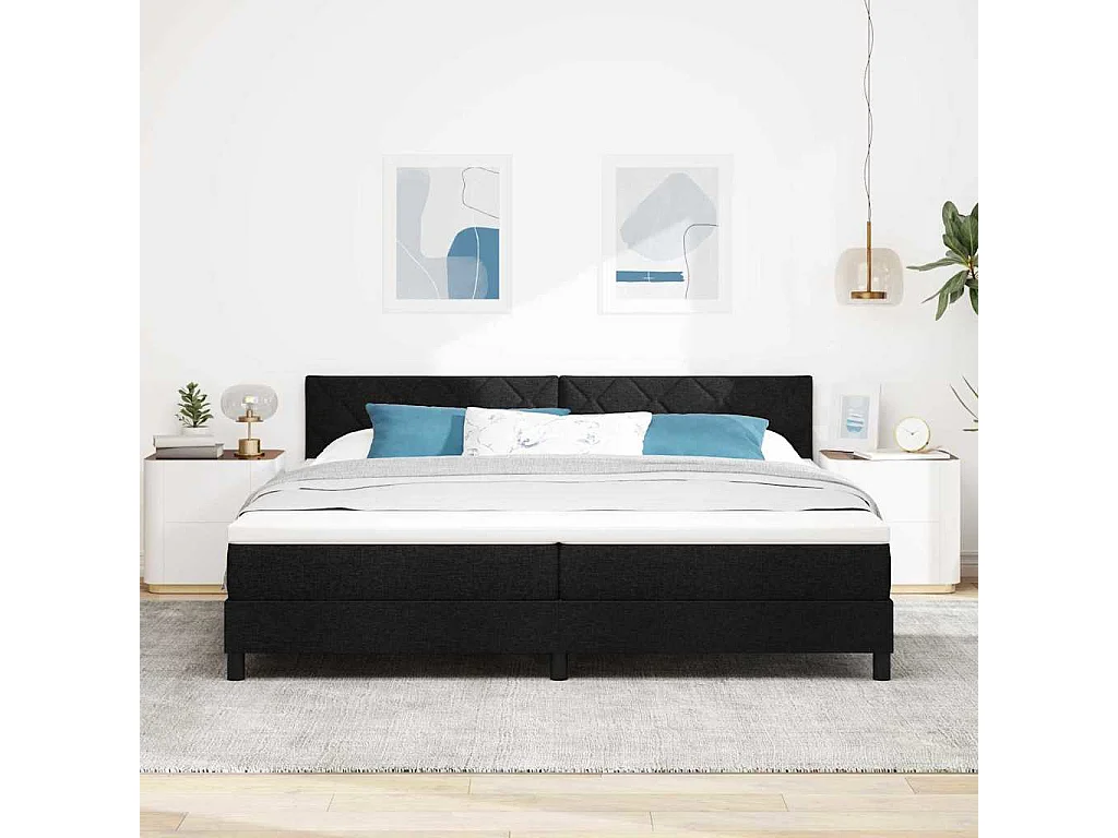 Boxspring bed met LED-stripverlichting Zwart 200 x 200 cm Stof