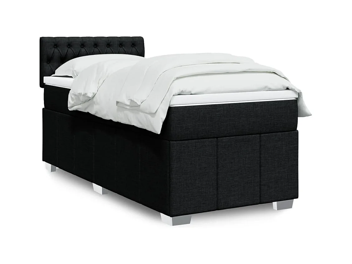 Sommier à lattes de lit et matelas Noir 80x200 cm Tissu
