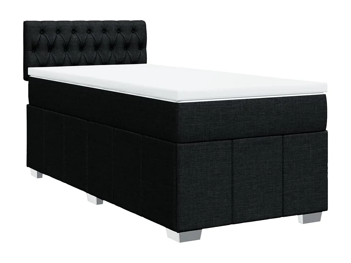 Cama box spring con colchón tela negro 80x200 cm