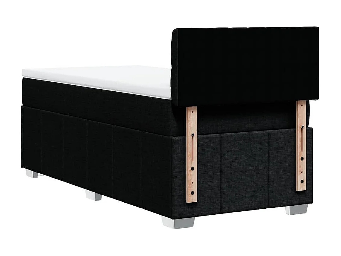 Cama box spring con colchón tela negro 80x200 cm