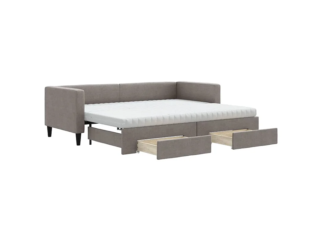 Divano Letto Estraibile con Cassetti Tortora 80x200 cm Tessuto