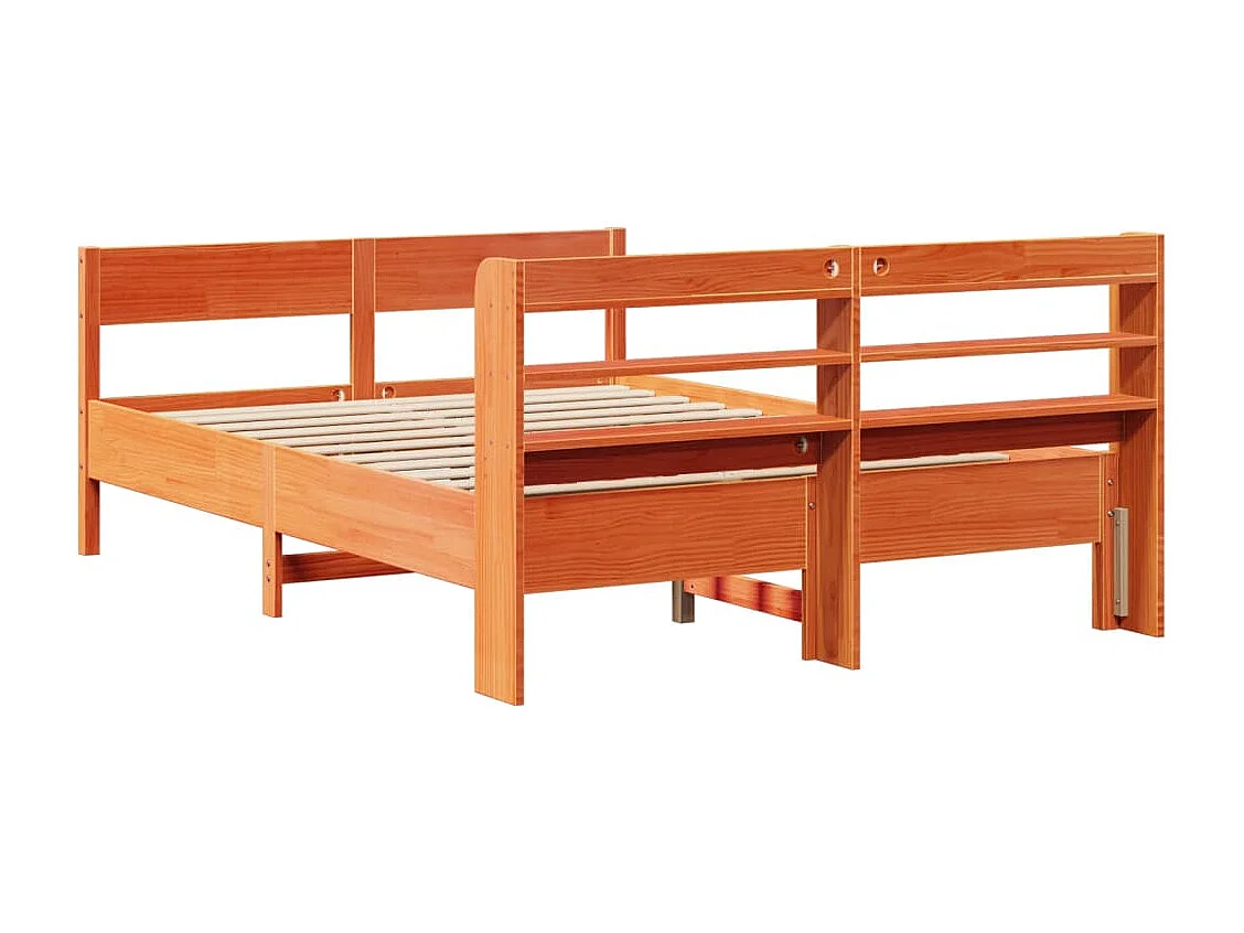 Letto senza Materasso Marrone Cera 135x190 cm in Legno di Pino