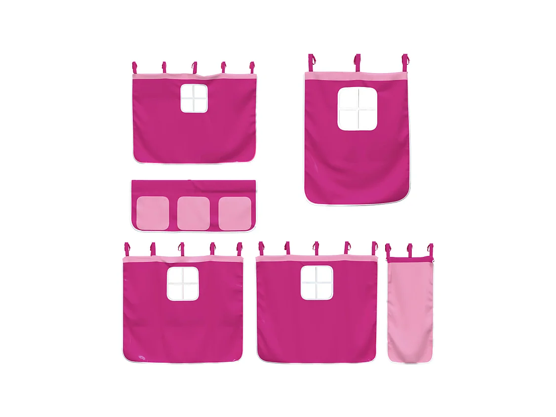 Lit mezzanine enfants avec rideaux sans matelas rose 80x200cm