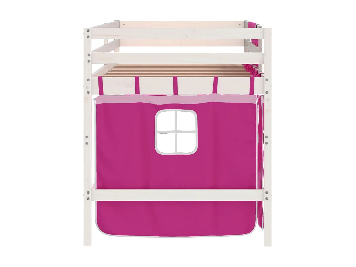 Cama alta p/ criança c/ cortinas 80x200 cm pinho maciço rosa