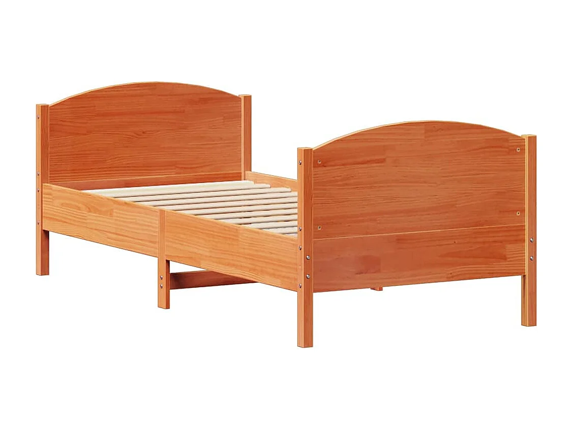 Cadre de lit sans matelas cire marron 75x190 cm bois pin massif