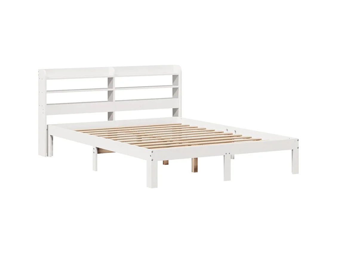 Cadre de lit et tête de lit sans matelas blanc 135x190 cm