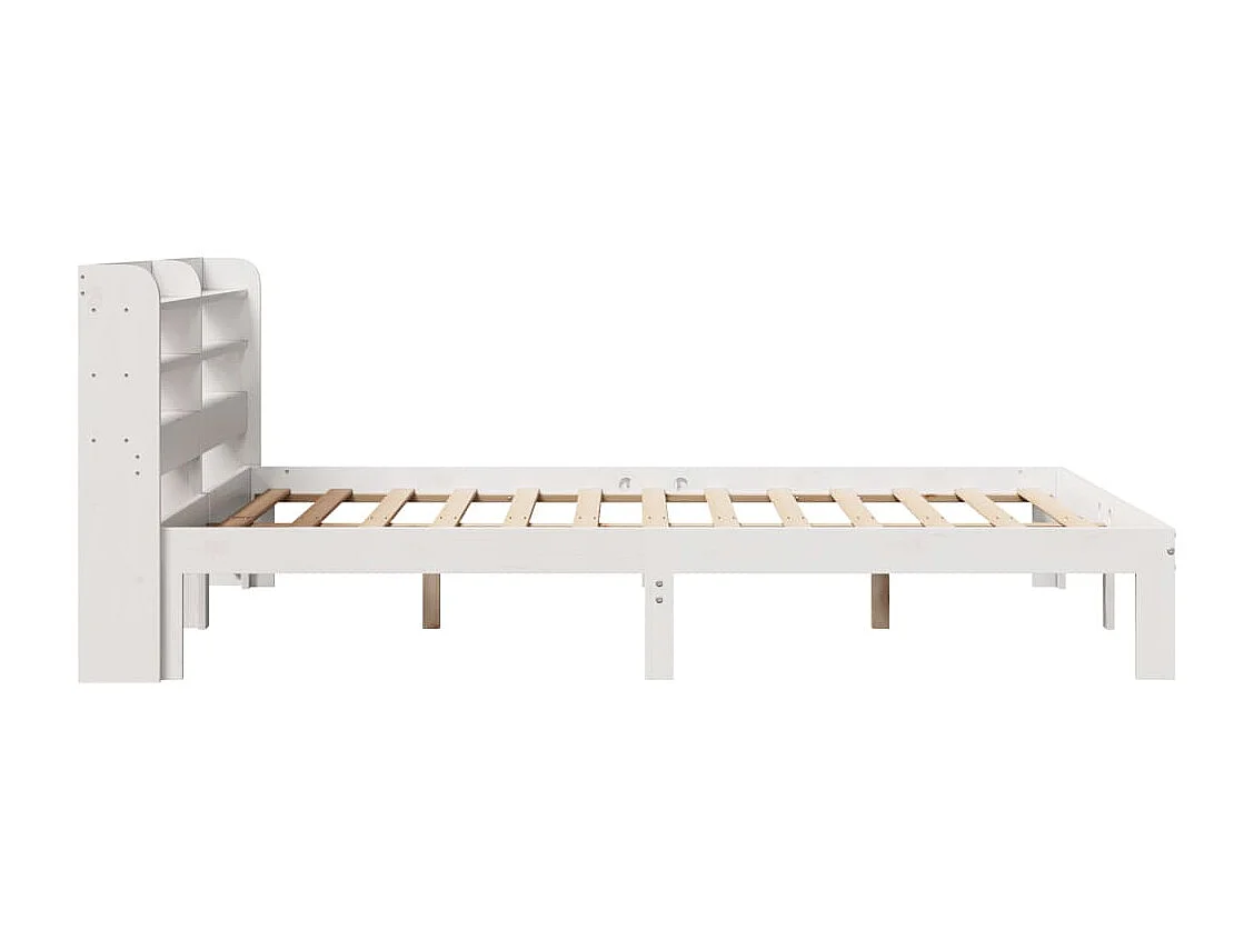 Bedframe met hoofdbord massief grenenhout wit 135x190 cm